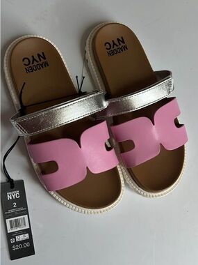 Pink & Silver Slide Sandals for Girls